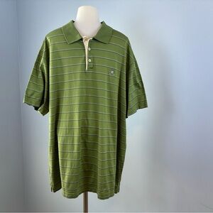 Chaps Olive Polo with White Stripes